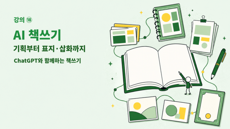 강의 ⑱ AI 책쓰기의 기획, 목차, 원고, 표지, 삽화 제작 흐름 일러스트